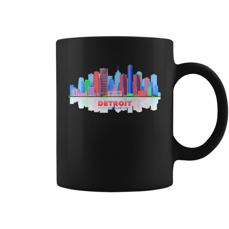 Detroit Skyline Abstract Graphic Design Printed Casual Daily Basic Coffee Mug