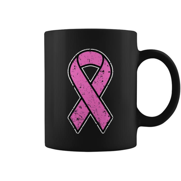 Distressed Breast Cancer Awareness Pink Ribbon Tshirt Coffee Mug