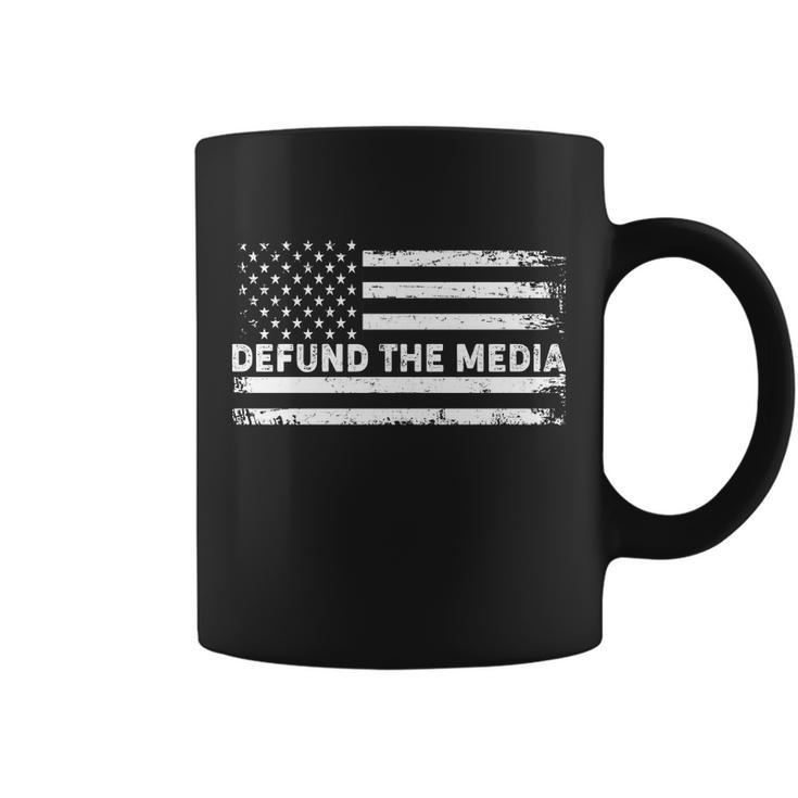 Distressed Defund The Media American Flag Coffee Mug