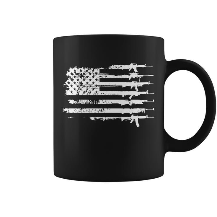 Distressed Gun Riffle Us Flag Coffee Mug