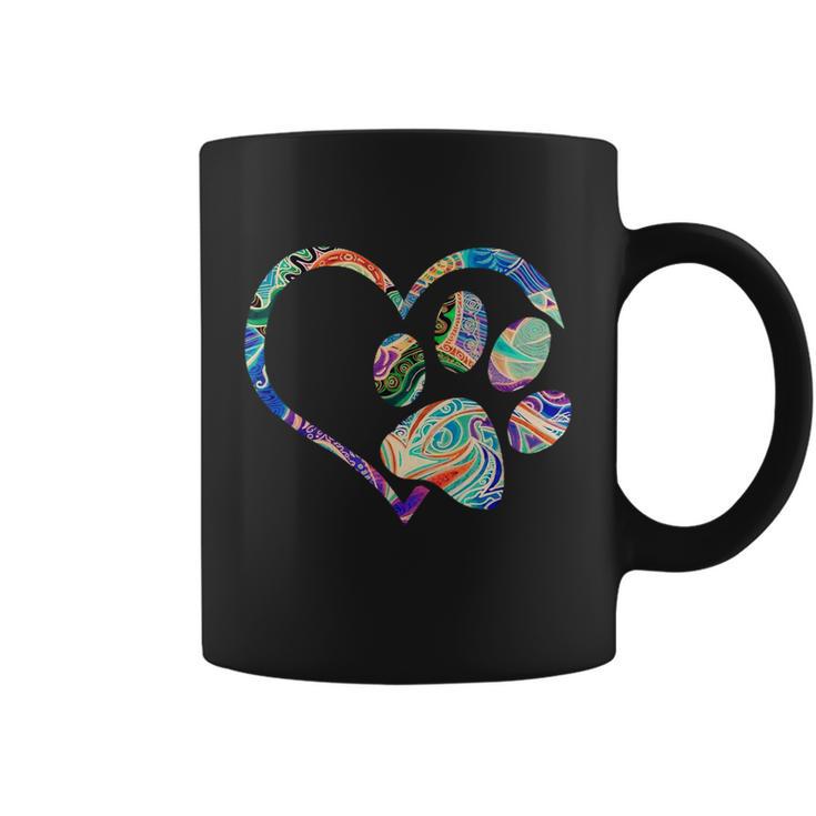 Dog Paw Print Tie Dye Rainbow Dog Lover Rescue Retro S Coffee Mug