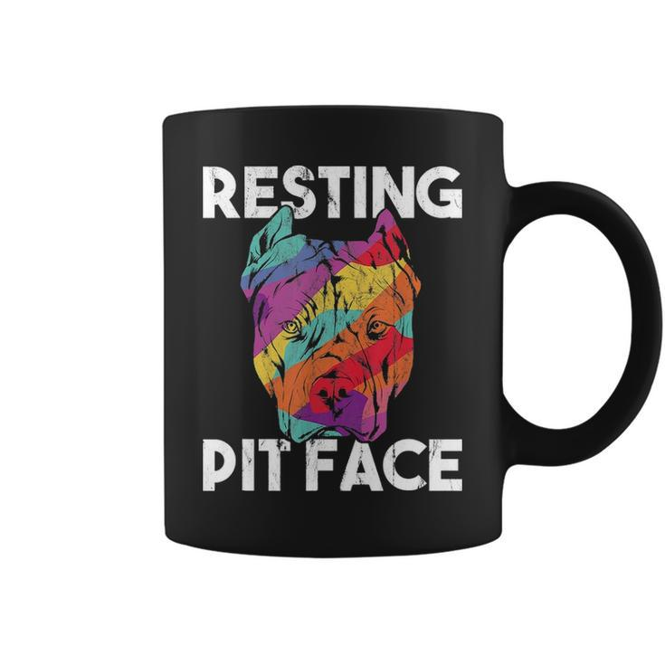 Dog Pitbull Resting Pit Face Vintage  Coffee Mug