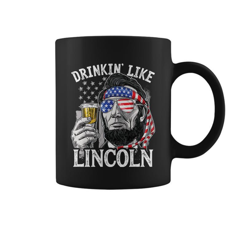 Drinking Like Lincoln 4Th Of July Men Abraham Merica Flag Coffee Mug