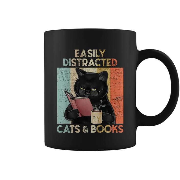 Easily Distracted By Cats And Books For Cat Lovers Coffee Mug