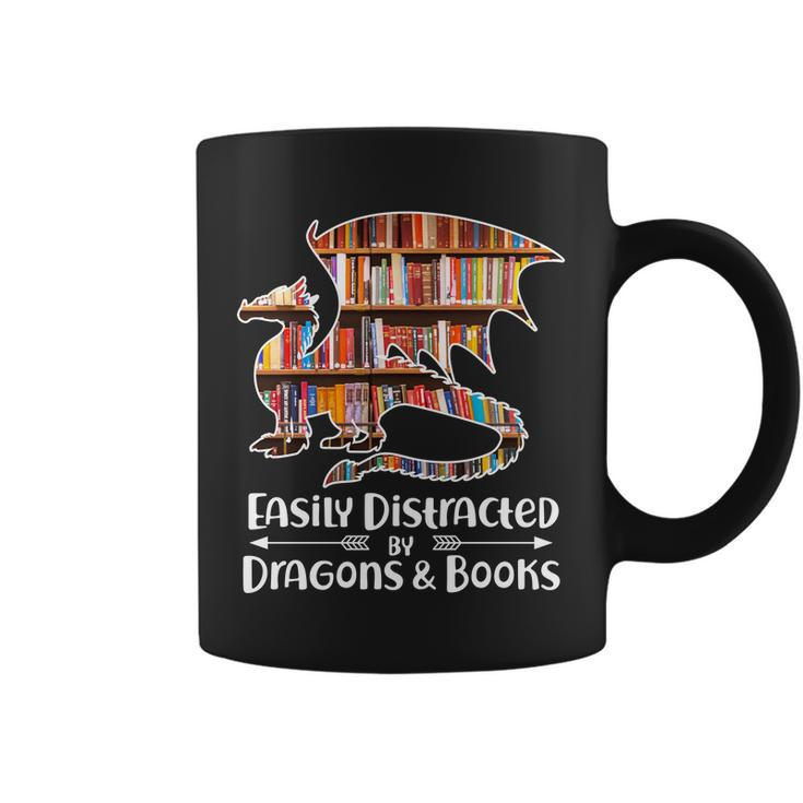 Easily Distracted By Dragons And Books V2 Coffee Mug