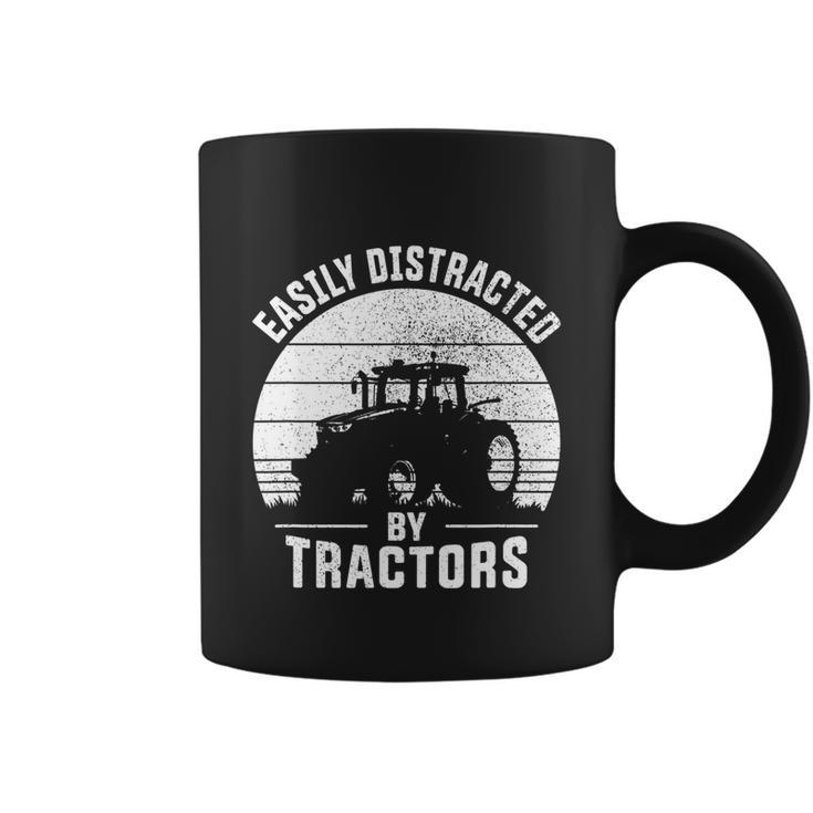 Easily Distracted By Tractors Farmer Tractor Funny Farming Tshirt Coffee Mug