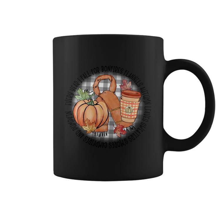 Every Year I Fall For Bonfires Flannels Autumn Thanksgiving Quote Coffee Mug