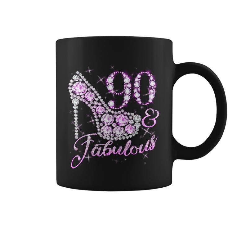 Fabulous & 90 Sparkly Shiny Heel 90Th Birthday Tshirt Coffee Mug