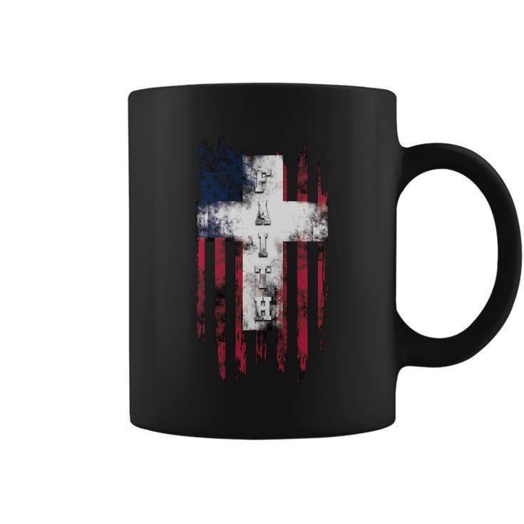 Faith American Flag Cross Tshirt Coffee Mug