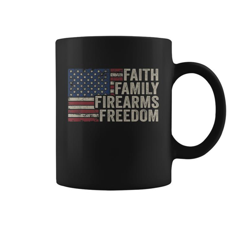 Faith Family Firearms & Freedom American Flag Pro God Guns Coffee Mug
