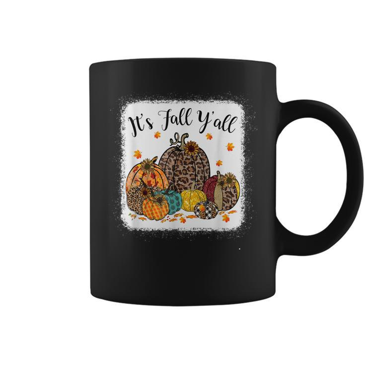 Fall Vibes Its Fall Yall Leopard Pumpkin Autumn Leaves Coffee Mug