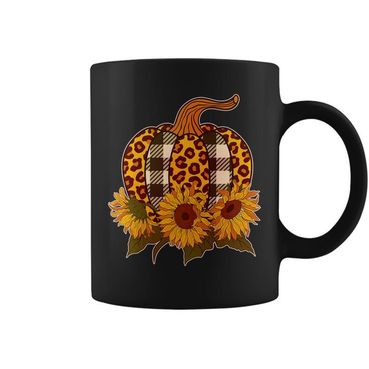 Fashion Autumn Leopard Buffalo Plaid Pumpkin Graphic Design Printed Casual Daily Basic Coffee Mug