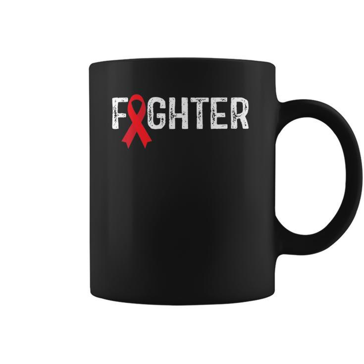 Fighter Blood Cancer Awareness Red Ribbon Coffee Mug