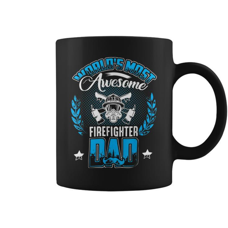 Firefighter Proud Worlds Awesome Firefighter Dad Cool Dad Fathers Day V2 Coffee Mug