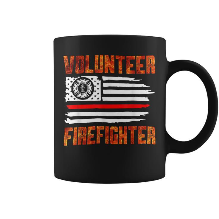 Firefighter Red Line Flag Fireman Wife Girlfriend Volunteer Firefighter V2 Coffee Mug