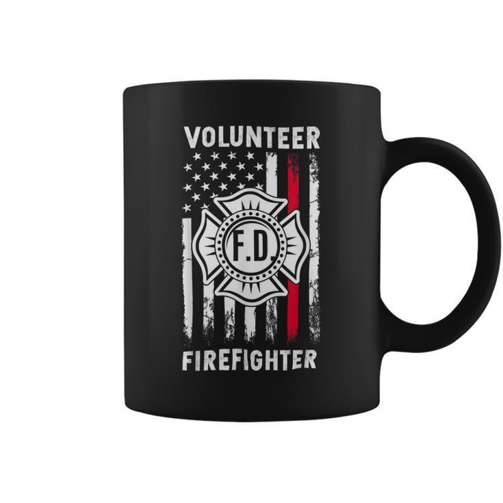 Firefighter Red Line Flag Fireman Wife Mom Volunteer Firefighter Coffee Mug