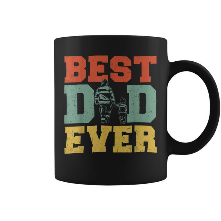 Firefighter Retro Best Dad Ever Firefighter Daddy Happy Fathers Day Coffee Mug