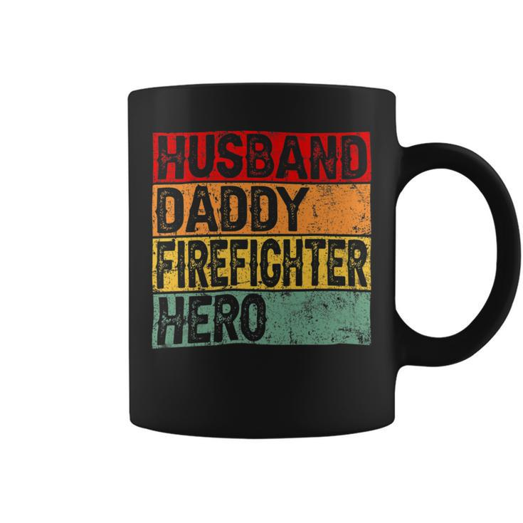 Firefighter Retro Vintage Husband Daddy Firefighter Fathers Day Dad Coffee Mug