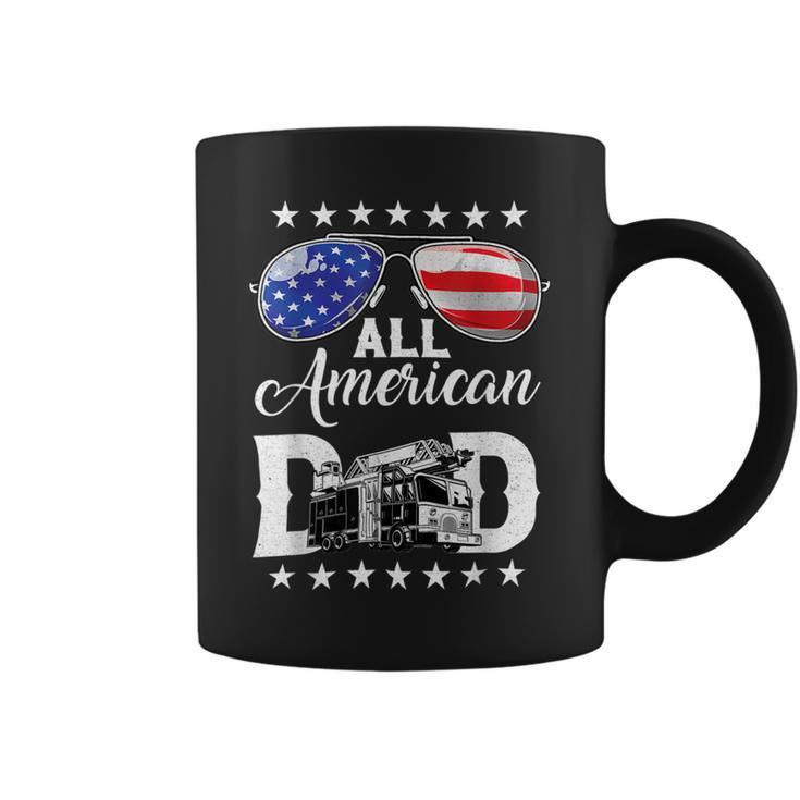 Firefighter Sunglasses American Firefighter Dad Patriotic 4Th Of July Coffee Mug