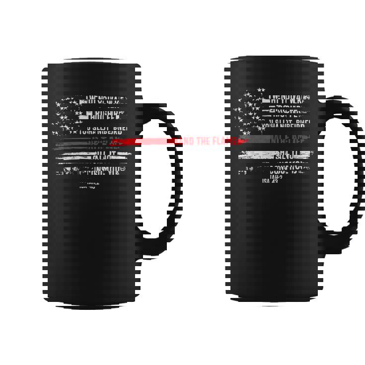 Firefighter Thin Red Line Firefighter Bible Verse Isaiah 432 Us Flag V2 ...