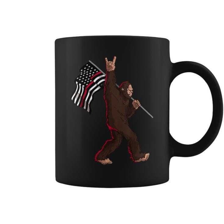 Firefighter Thin Red Line Firefighter Flag Bigfoot Rock And Roll Coffee Mug