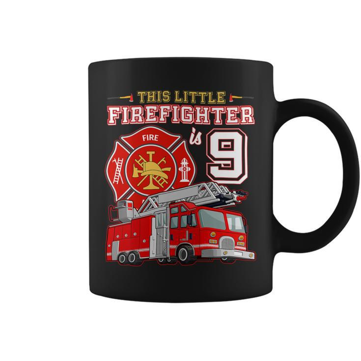 Firefighter This Little Firefighter Is 9 Years Old 9Th Birthday Kid Boy Coffee Mug