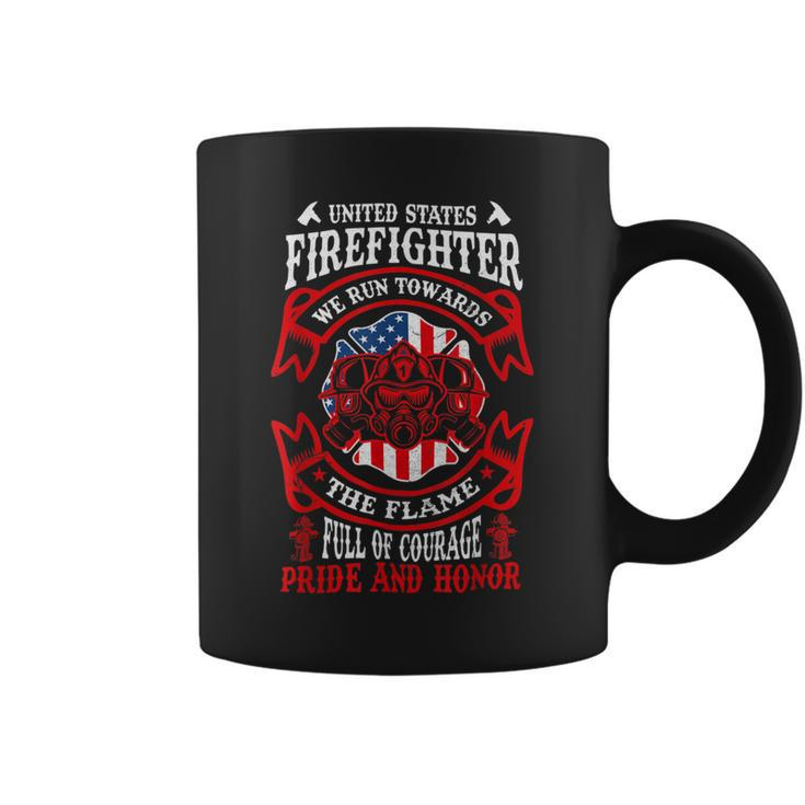 Firefighter United States Firefighter We Run Towards The Flames Firemen _ V2 Coffee Mug