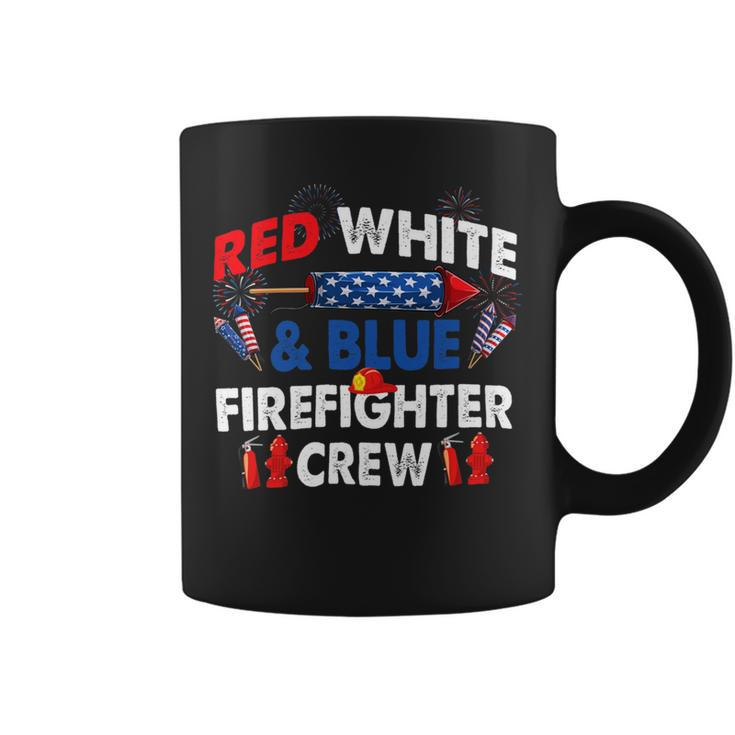 Firefighter Us Flag Red White & Blue Firefighter Crew 4Th Of July Coffee Mug