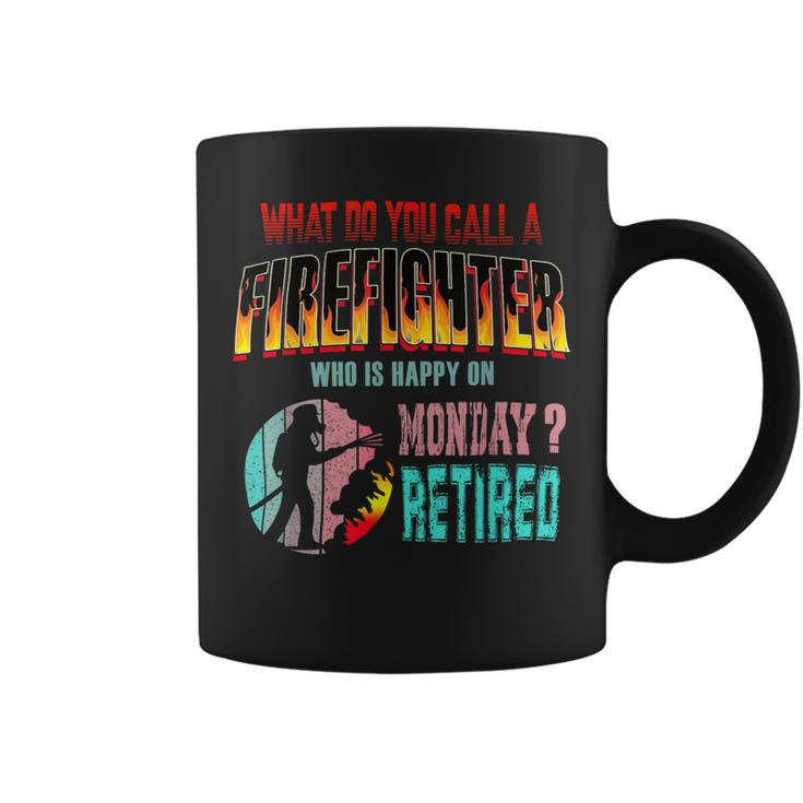 Firefighter Vintage Happy Retired Firefighter Funny Retirement Family Coffee Mug