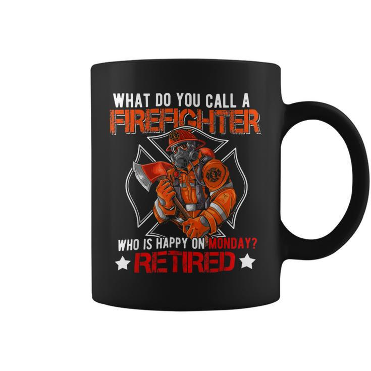 Firefighter Vintage Happy Retired Firefighter Funny Retirement Family_ Coffee Mug
