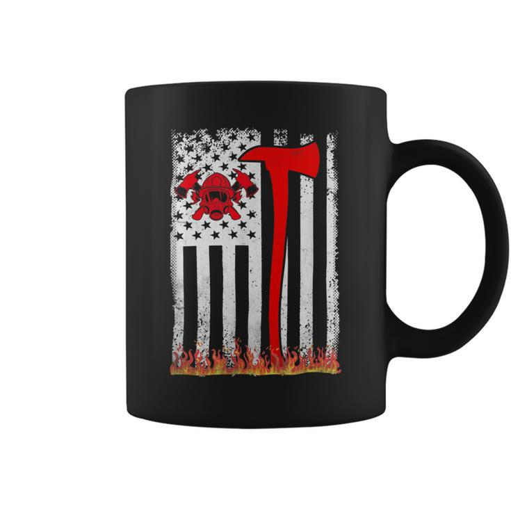 Firefighter Wildland Firefighter Axe American Flag Thin Red Line Fire Coffee Mug