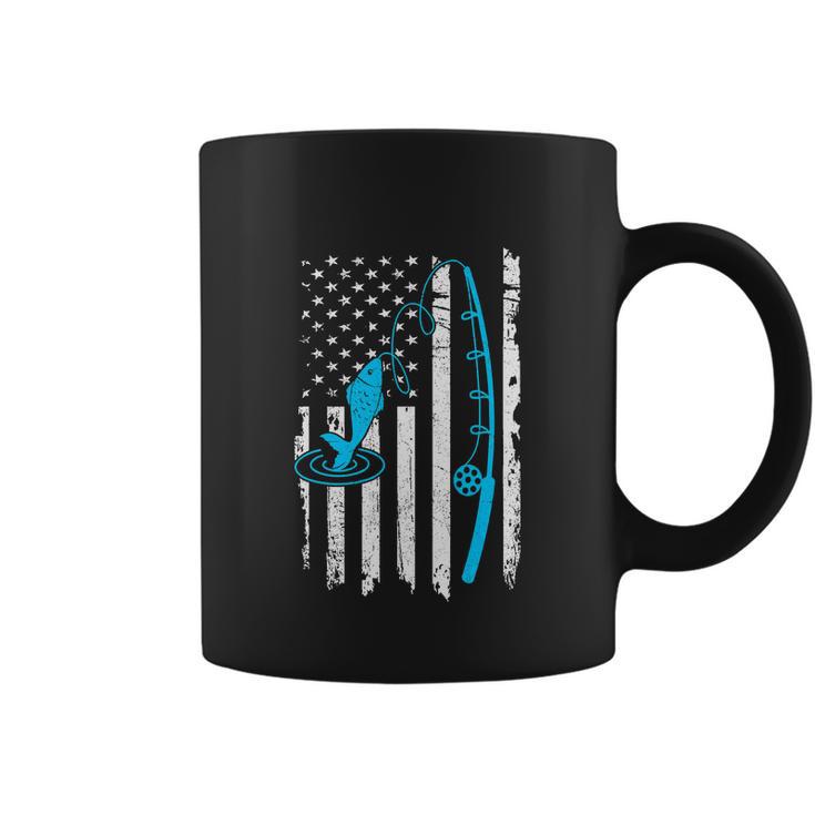 Fishing American Flag Fishing Funny Vintage Coffee Mug