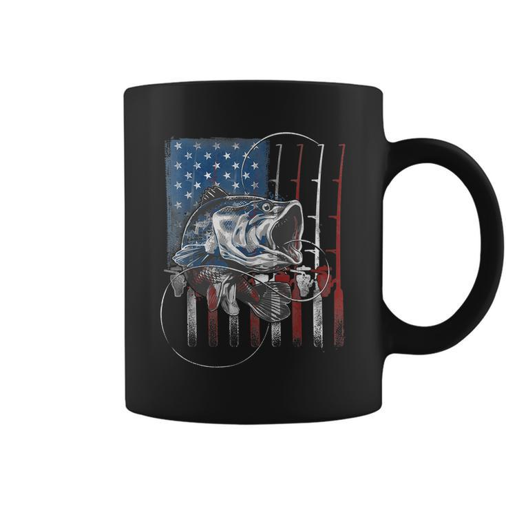 Fishing American Flag Vintage Usa Bass Fisherman Tshirt Coffee Mug
