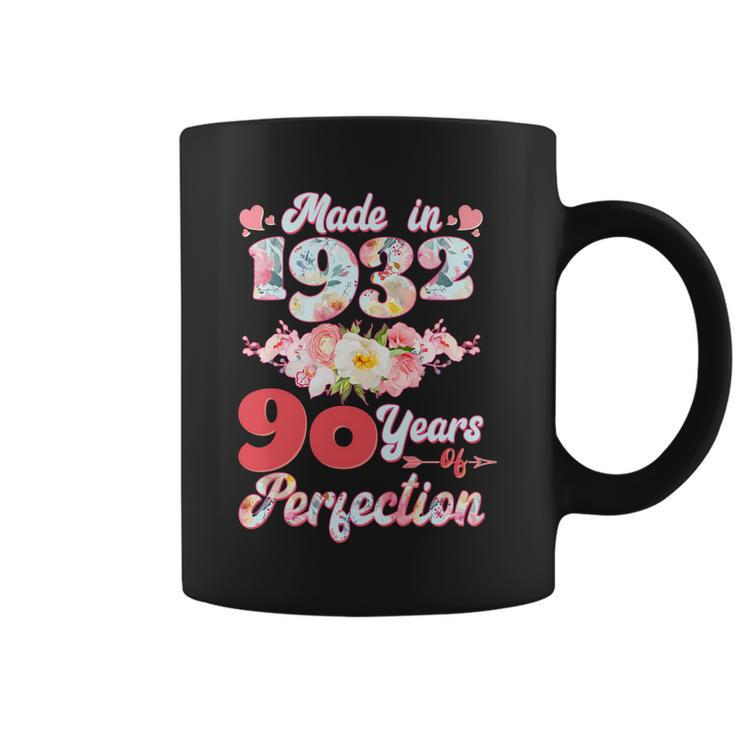 Flower Floral Made In 1932 90 Years Of Perfection 90Th Birthday Graphic Design Printed Casual Daily Basic Coffee Mug