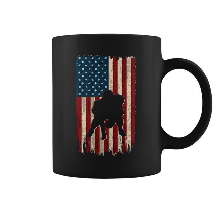 Football Lineman American Flag Sports Fan Coffee Mug