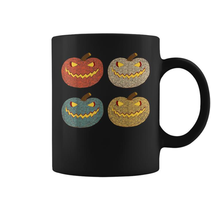 Four Scary Glowing Pumpkins Halloween Jack O Lantern Fall  Coffee Mug