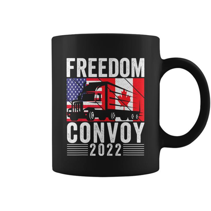 Freedom Convoy 2022 American Canadian Flag Tshirt Coffee Mug