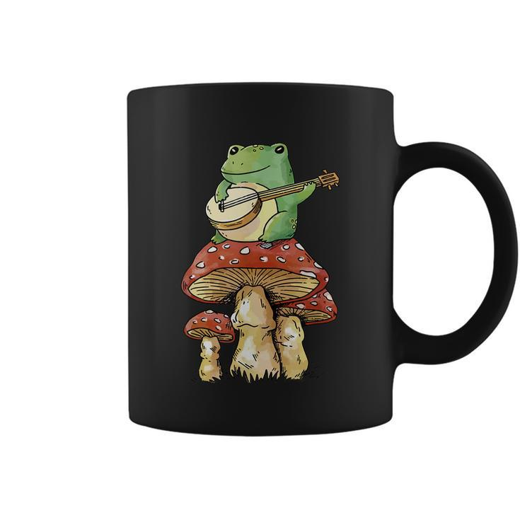 Frog Playing Banjo On Mushroom Cute Cottagecore Aesthetic Coffee Mug