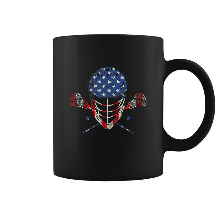 Funny 4Th Of July Lax Helmet Sticks American Flag Lacrosse Coffee Mug