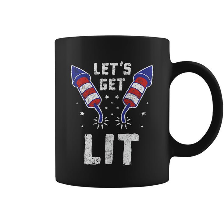 Funny 4Th Of July Let’S Get Lit For Men & Women Fun Novelty Coffee Mug