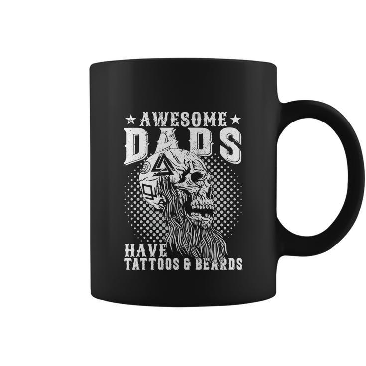 Funny Awesome Dads Have Tattoos And Beards Coffee Mug