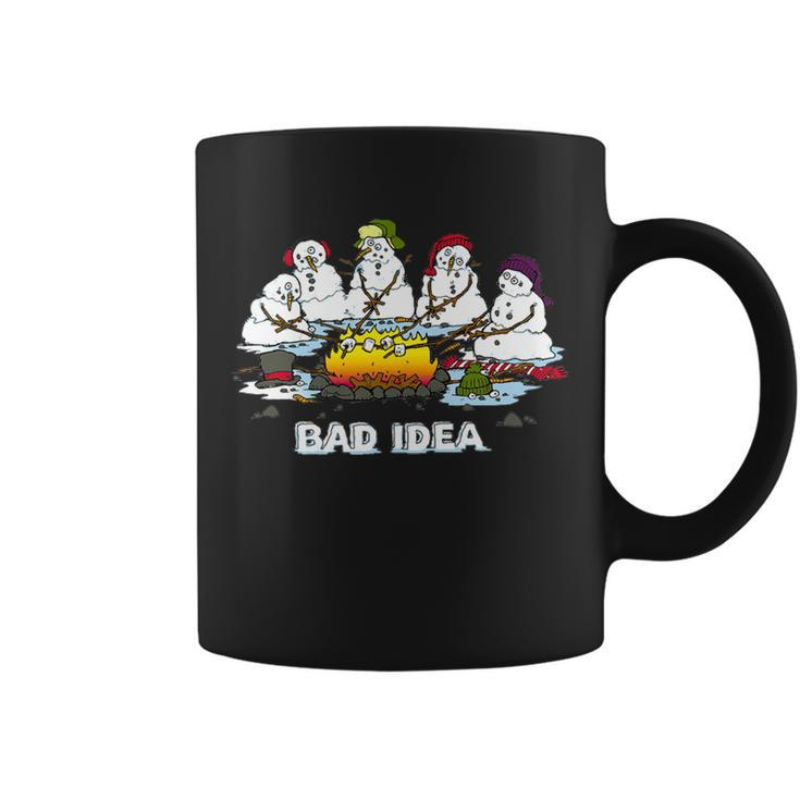 Funny Bad Idea - Snowman Melting Christmas Tshirt Coffee Mug