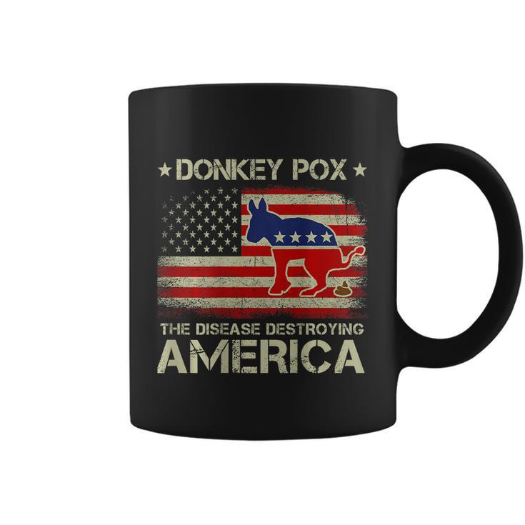 Funny Biden Donkey Pox The Disease Destroying Vintage America Flag Coffee Mug