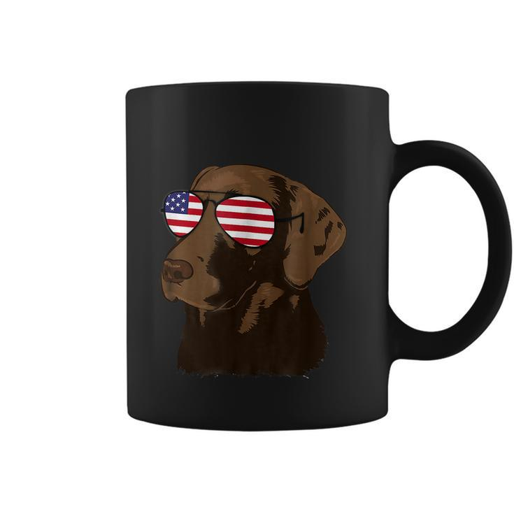 Funny Chocolate Lab American Flag Dog 4Th Of July Coffee Mug