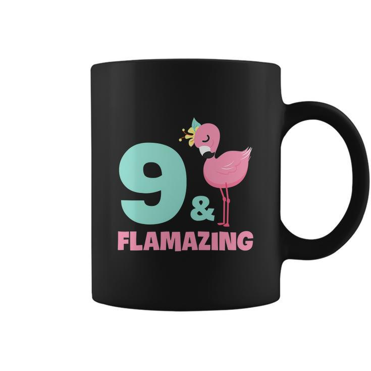 Funny Flamingo Girl Birthday Party 9 Years Old Coffee Mug