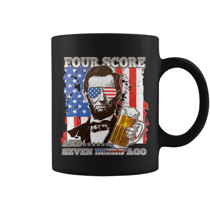 Funny Four Score And Seven Beers Ago Abe Lincoln Coffee Mug