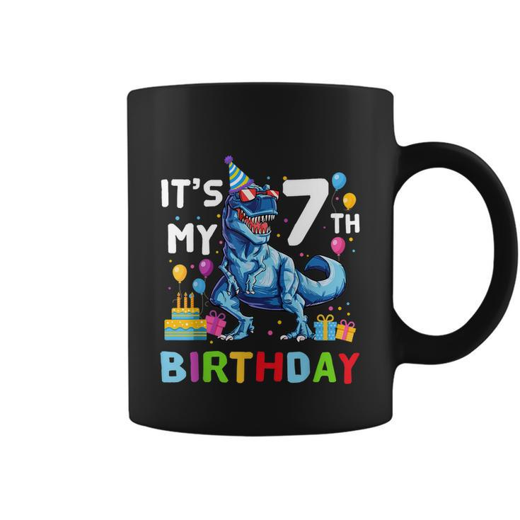 Funny Kids Its My 7Th Birthday Gift Happy 7 Year Trex Gift Coffee Mug