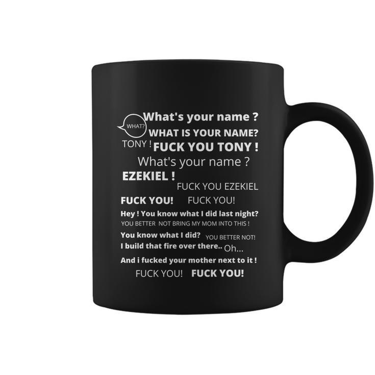 Funny Meme Tony And Ezekiel Hey Whats Your Name Coffee Mug