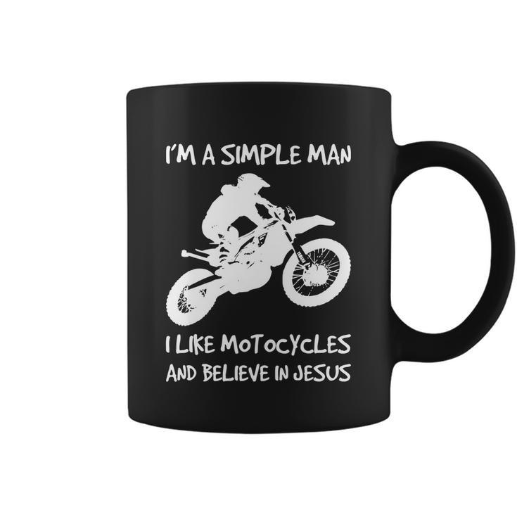 Funny Men Like Motocycles And Believe In Jesus Coffee Mug