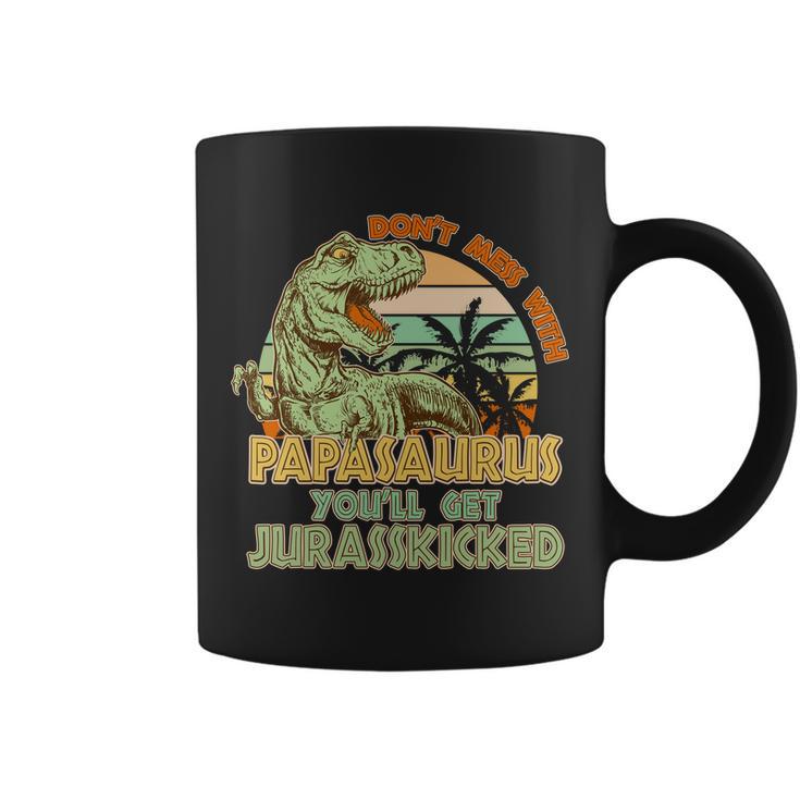 Funny Papa Dont Mess With Papasaurus Tshirt Coffee Mug